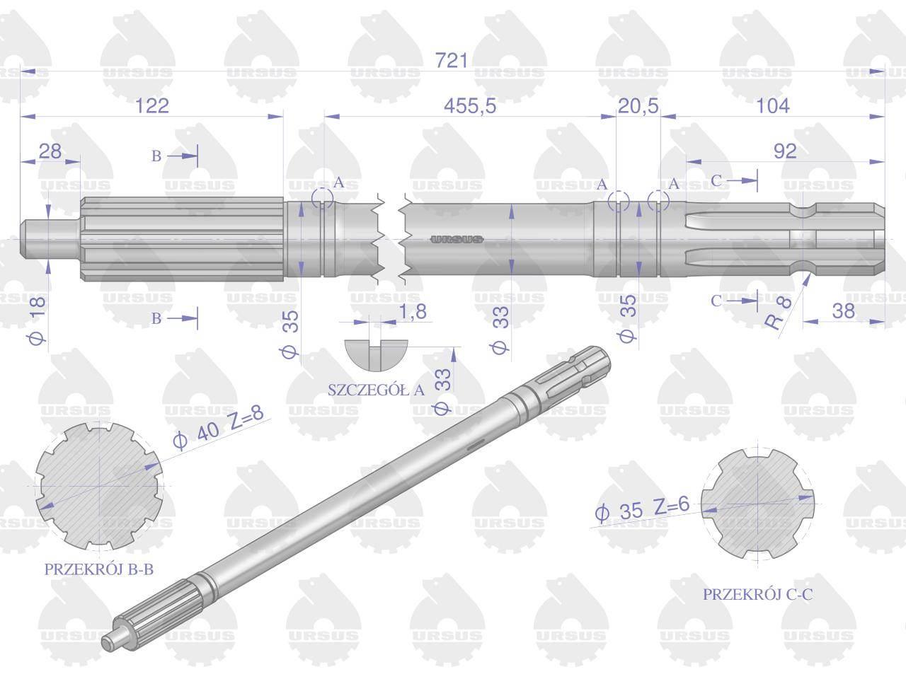 Wałek przekaźnika C-330 ORYGINAŁ URSUS 50013551U - zdjęcie 2