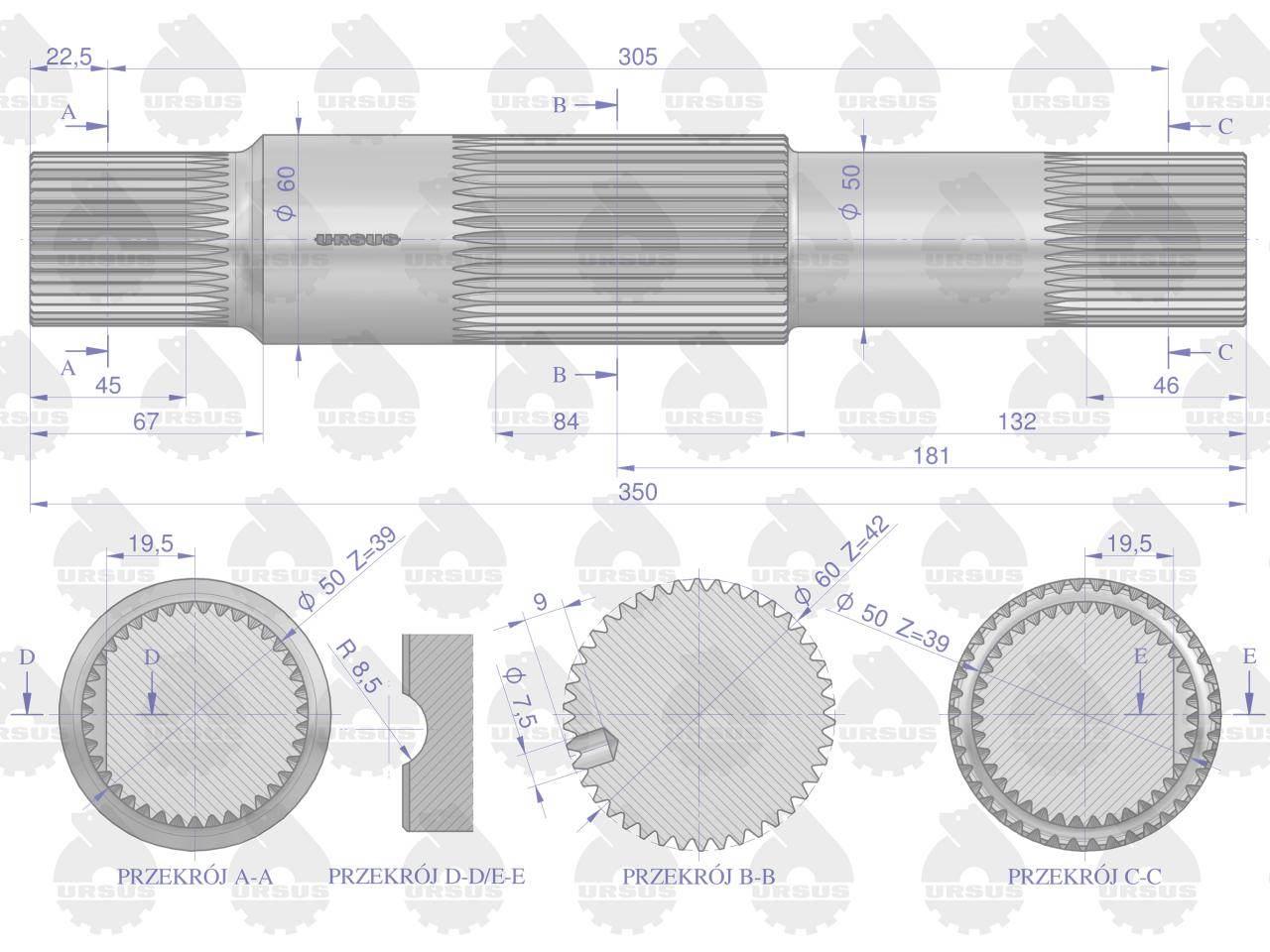 Wał podnośnika C-330 ORYGINAŁ URSUS 50020342U - zdjęcie 3