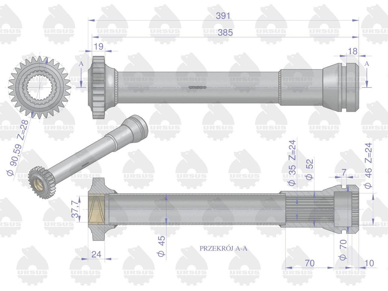 Tuleja napędu pompy hydraulicznej C-360 ORYGINAŁ URSUS 46619010U - zdjęcie 4