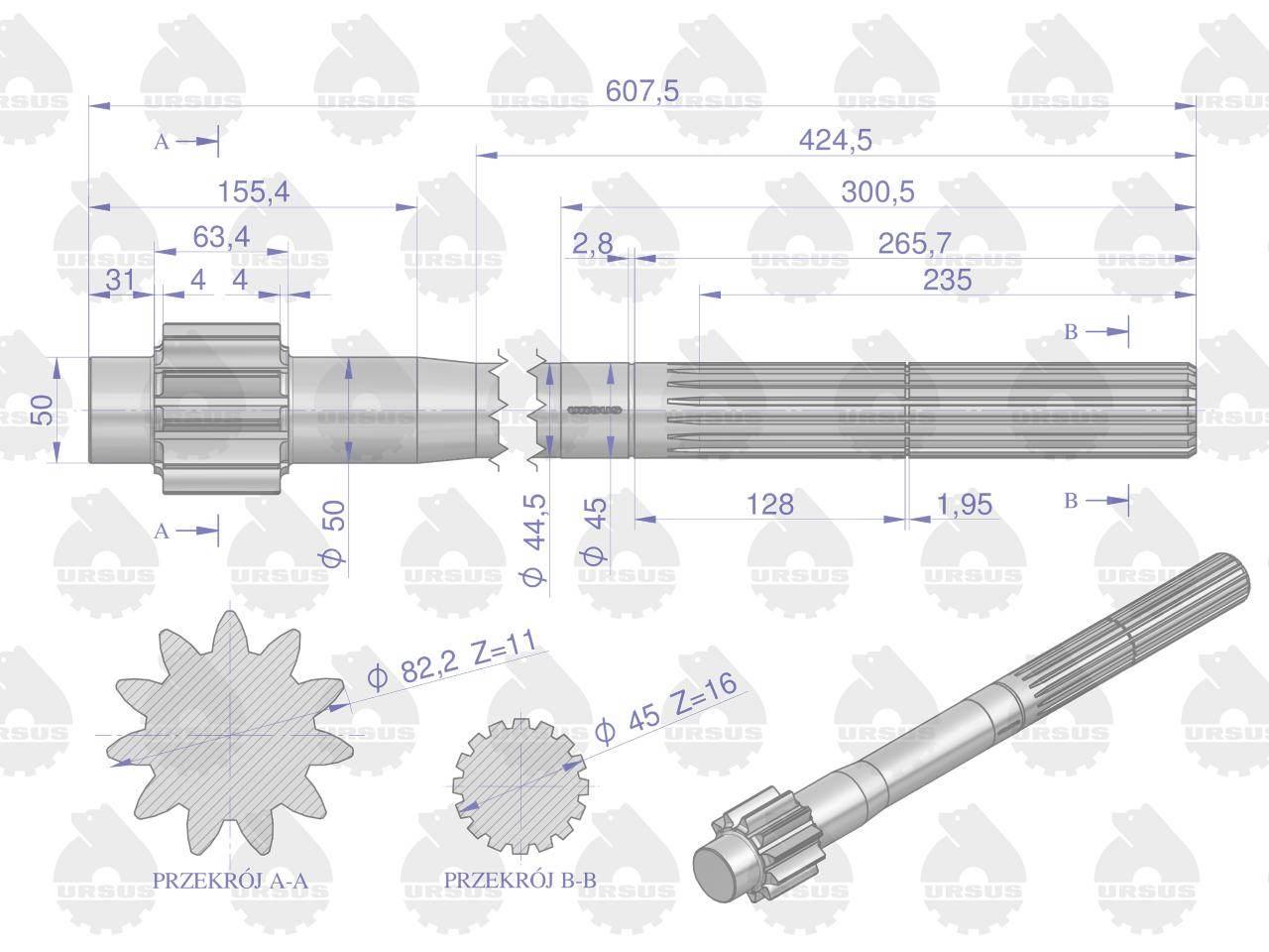 Półoś 11 zębów C-360 ORYGINAŁ URSUS 50828220U - zdjęcie 2