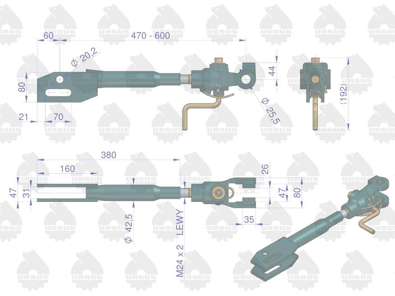 Wieszak prawy C-360 ORYGINAŁ URSUS 46650110U - zdjęcie 2