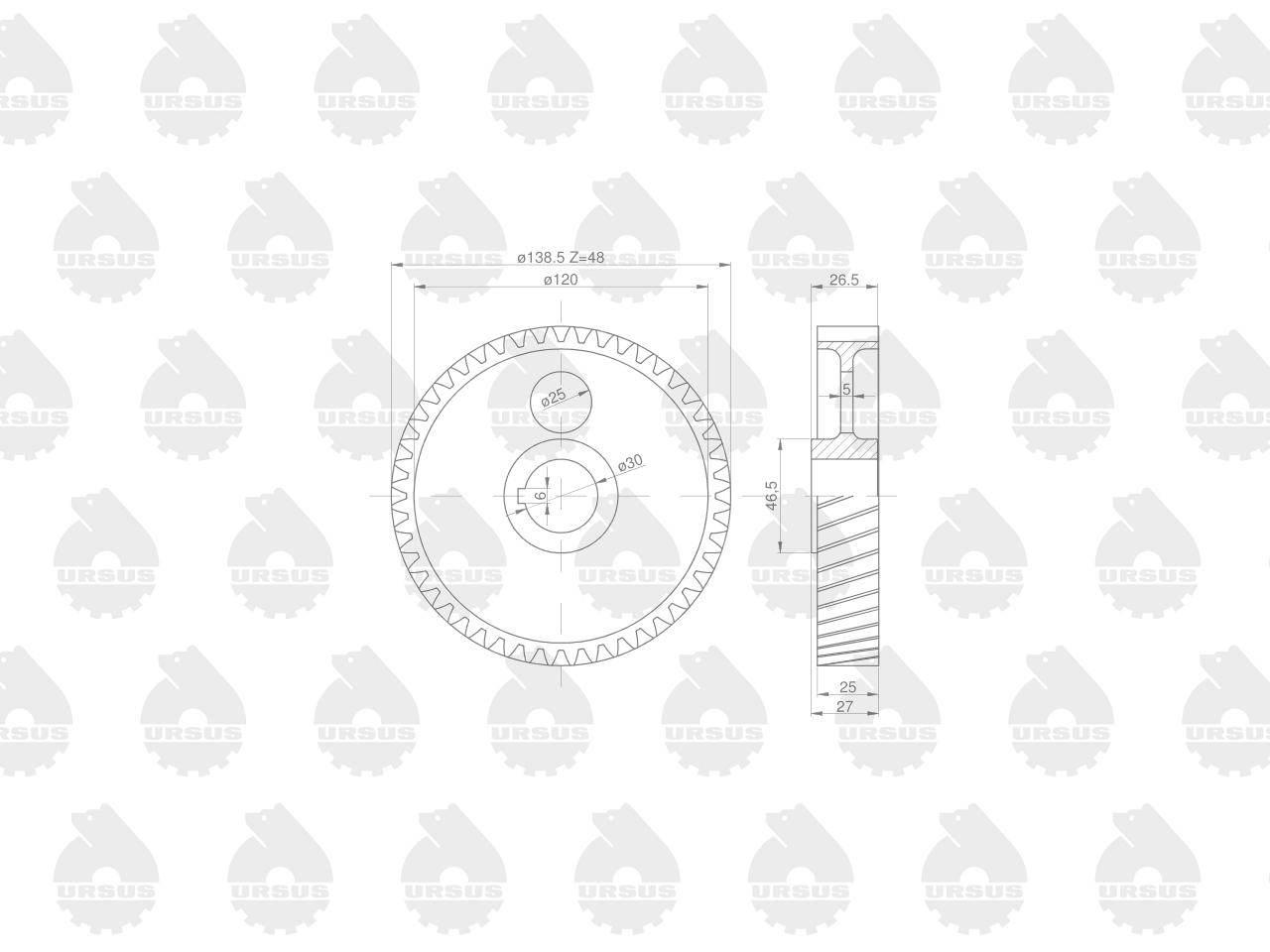 Koło zębate rozrządu na wałek wys. piasty 26mm C-330 ORYGINAŁ URSUS - zdjęcie 2