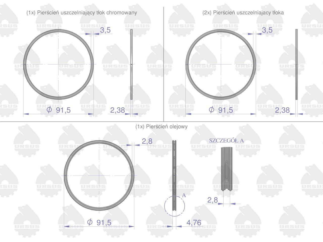 Komplet pierścieni tłokowych silnika 41158065U, K11297000, 41158057 1-tłok - zdjęcie 2