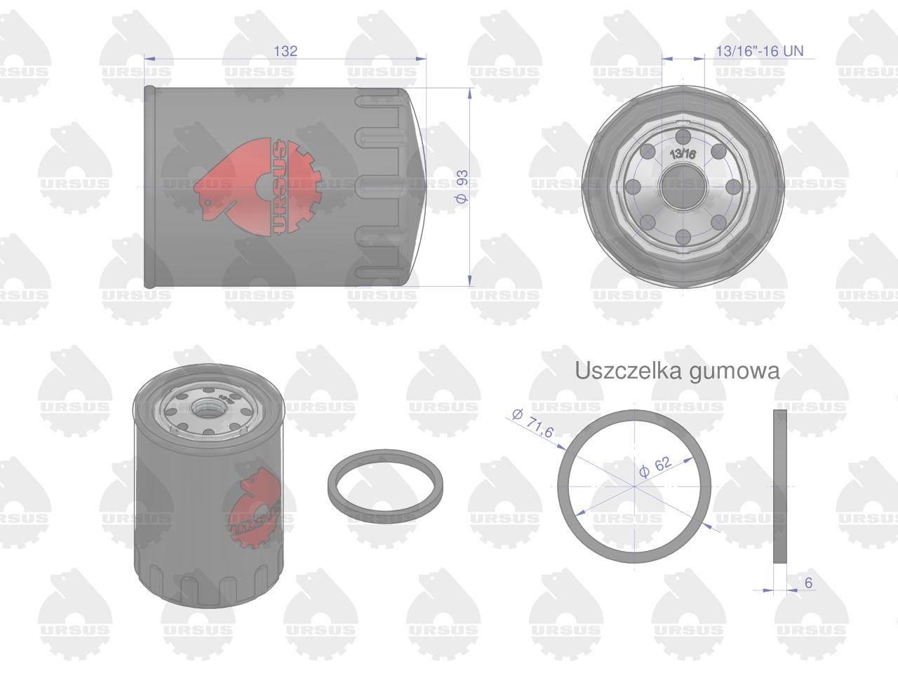 Filtr oleju PP-711 Zetor ORYGINAŁ URSUS 77010793U - zdjęcie 2