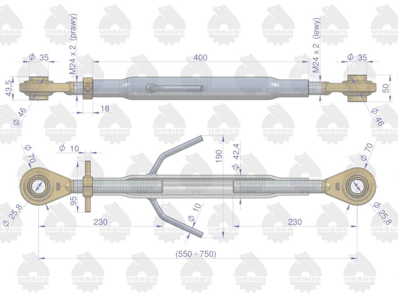 Łącznik centralny kompletny C-360 ORYGINAŁ URSUS 46650440U - zdjęcie 2