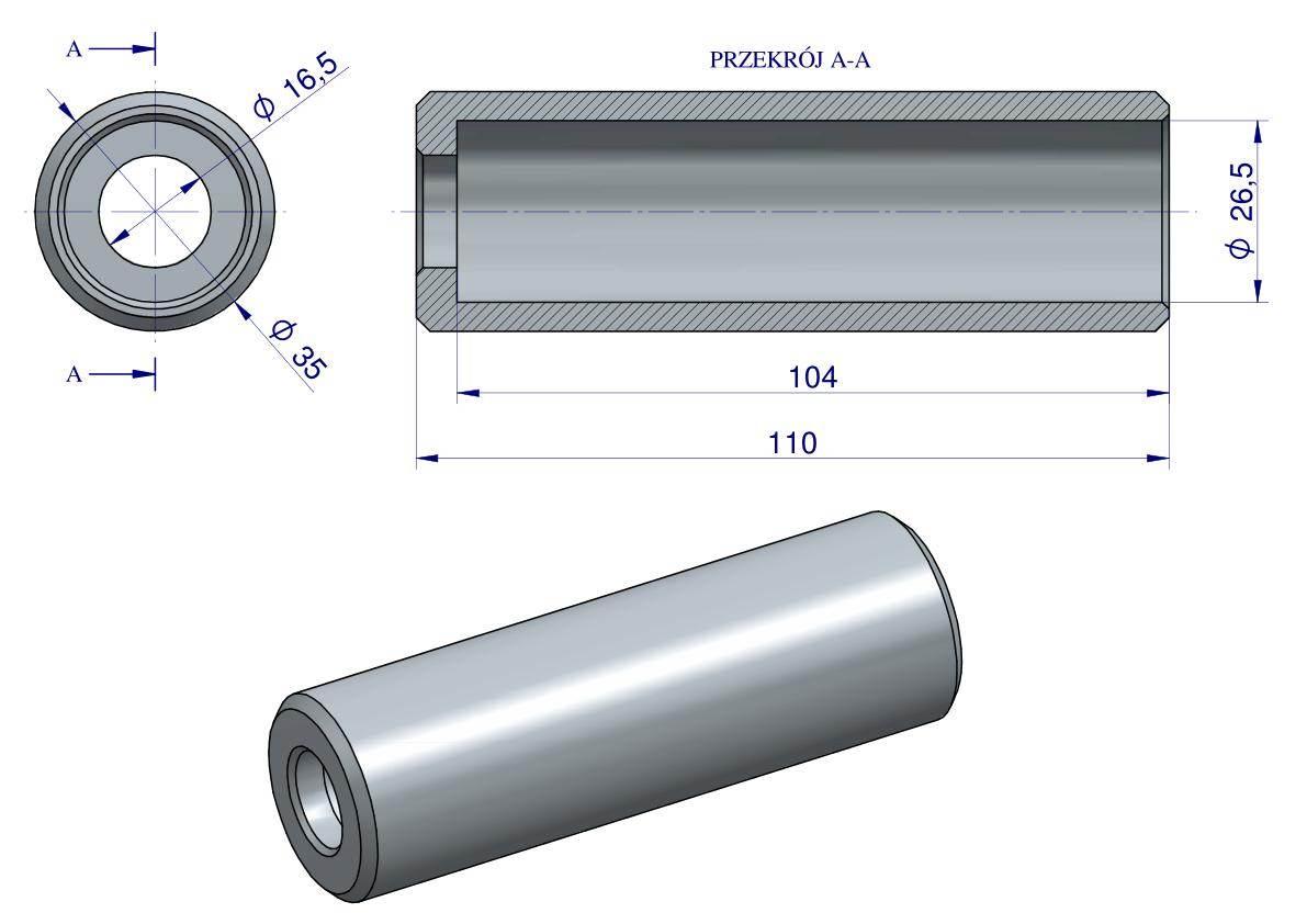 Tuleja zęba toczonego do regeneracji wideł do obornika 110mm TUR 5011010 - zdjęcie 2