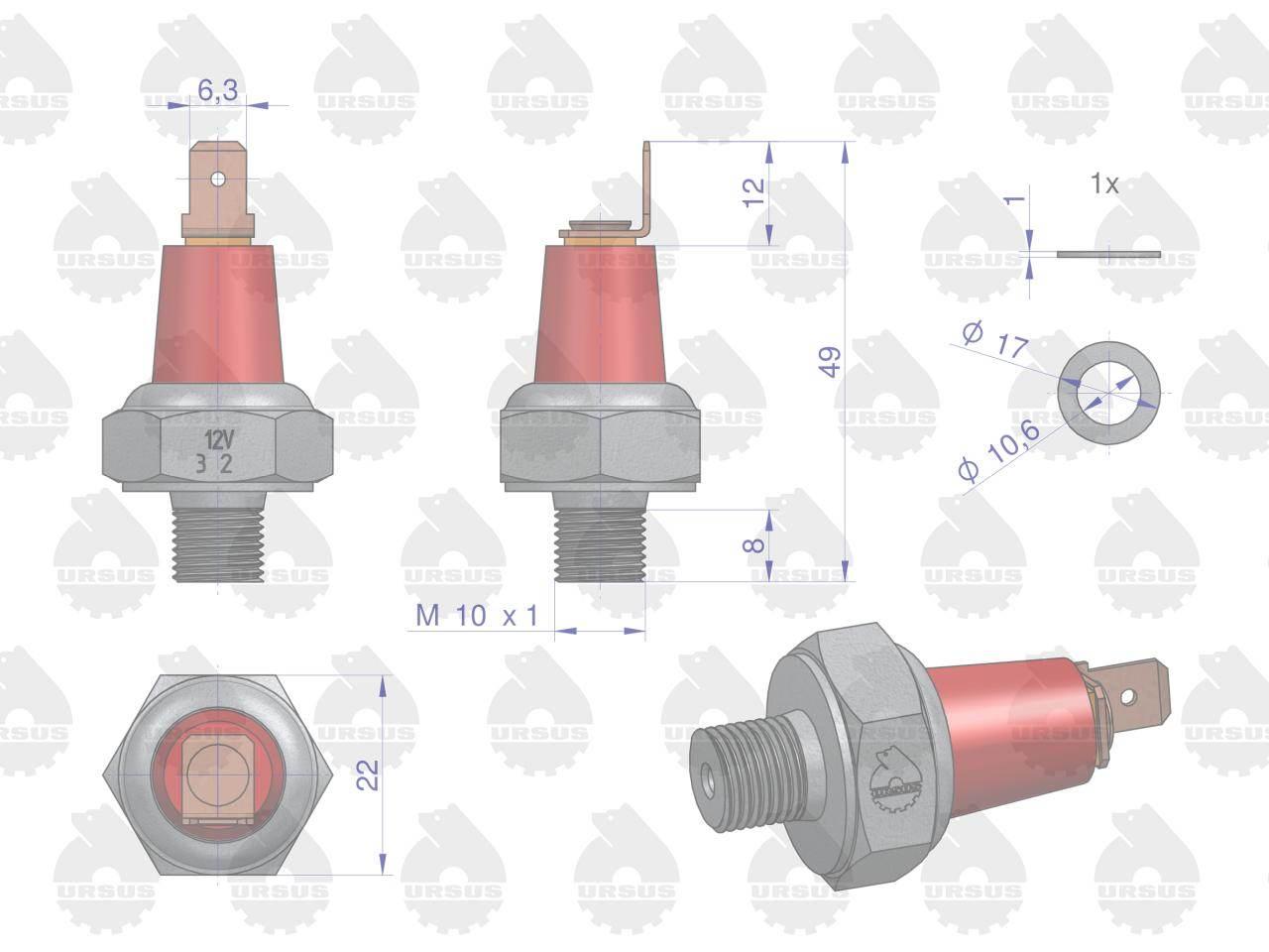 Czujnik ciśnienia oleju C-330/360 ORYGINAŁ URSUS 50766460U - zdjęcie 2