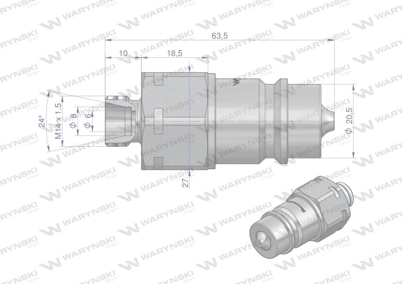 Szybkozłącze hydrauliczne wtyczka M14x1.5 gwint zewnętrzny EURO (9100814W) - zdjęcie 3
