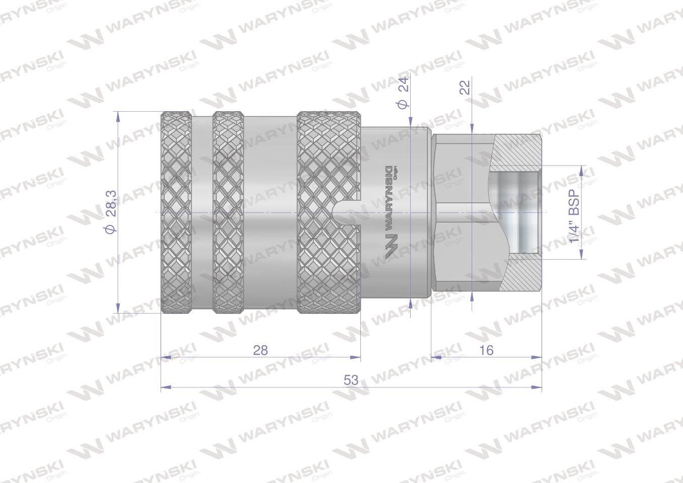 Szybkozłącze hydrauliczne suchoodcinające gniazdo G1/4"BSP gwint wewnętrzny - zdjęcie 3