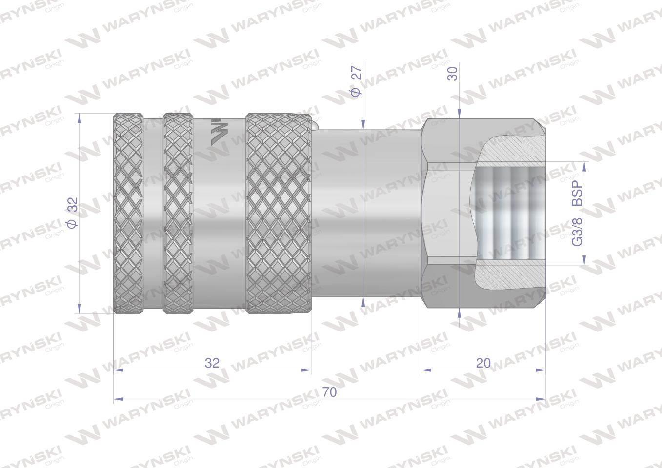 Szybkozłącze hydrauliczne suchoodcinające gniazdo G3/8"BSP gwint wewnętrzny - zdjęcie 4