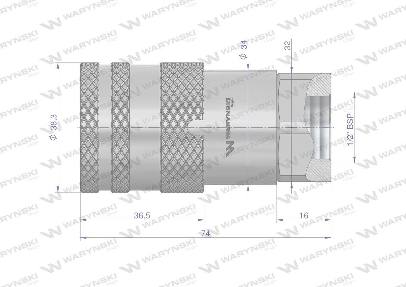 Szybkozłącze hydrauliczne suchoodcinające gniazdo G1/2"BSP gwint wewnętrzny - zdjęcie 4
