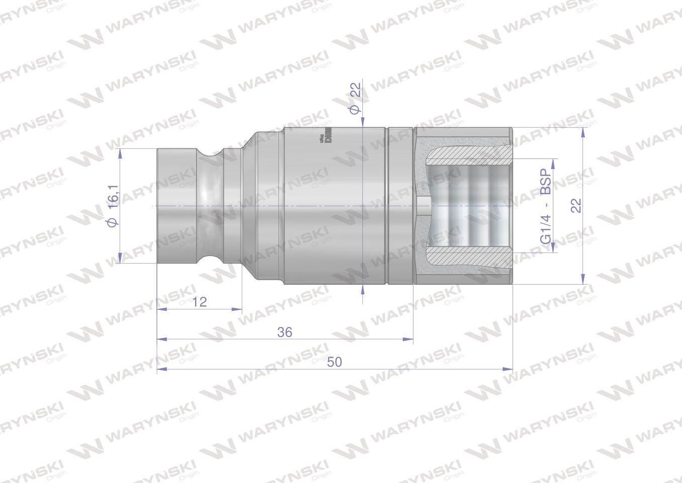 Szybkozłącze hydrauliczne suchoodcinające wtyczka G1/4"BSP gwint wewnętrzny - zdjęcie 2