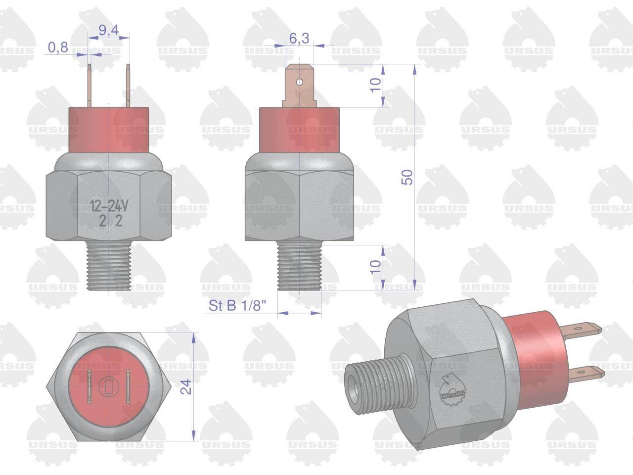 Hydrauliczny włącznik światła, czujnik STOP (płaskie) C-360 ORYGINAŁ URSUS - zdjęcie 3