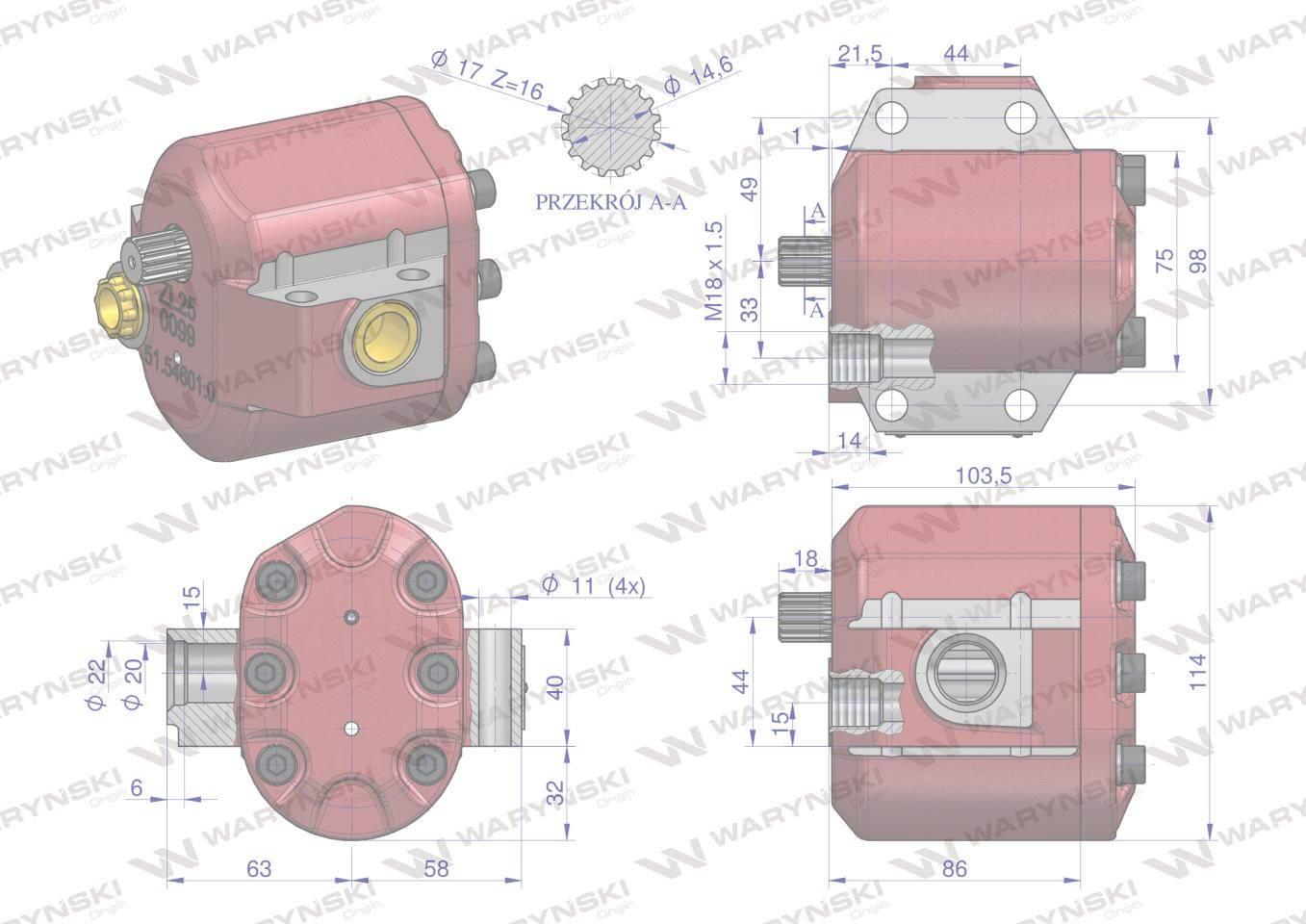 Pompa hydrauliczna podnośnika wzmocniona 39 l/min C-360 WARYŃSKI - zdjęcie 4