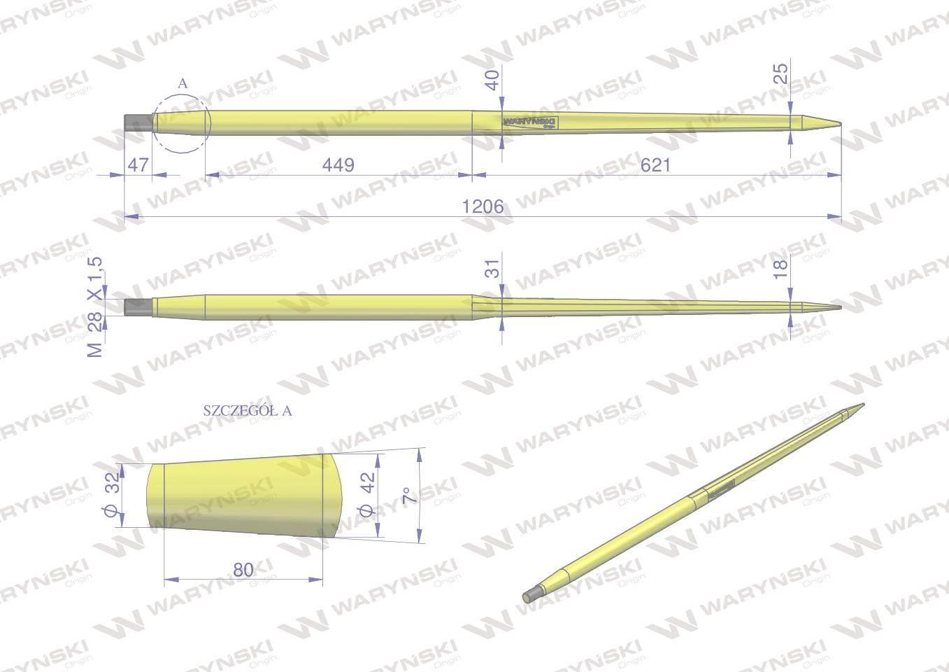Ząb ładowacza CIĘŻKI uniwersalny prosty L- 1200 mm zastosowanie 5193-51563 - zdjęcie 3
