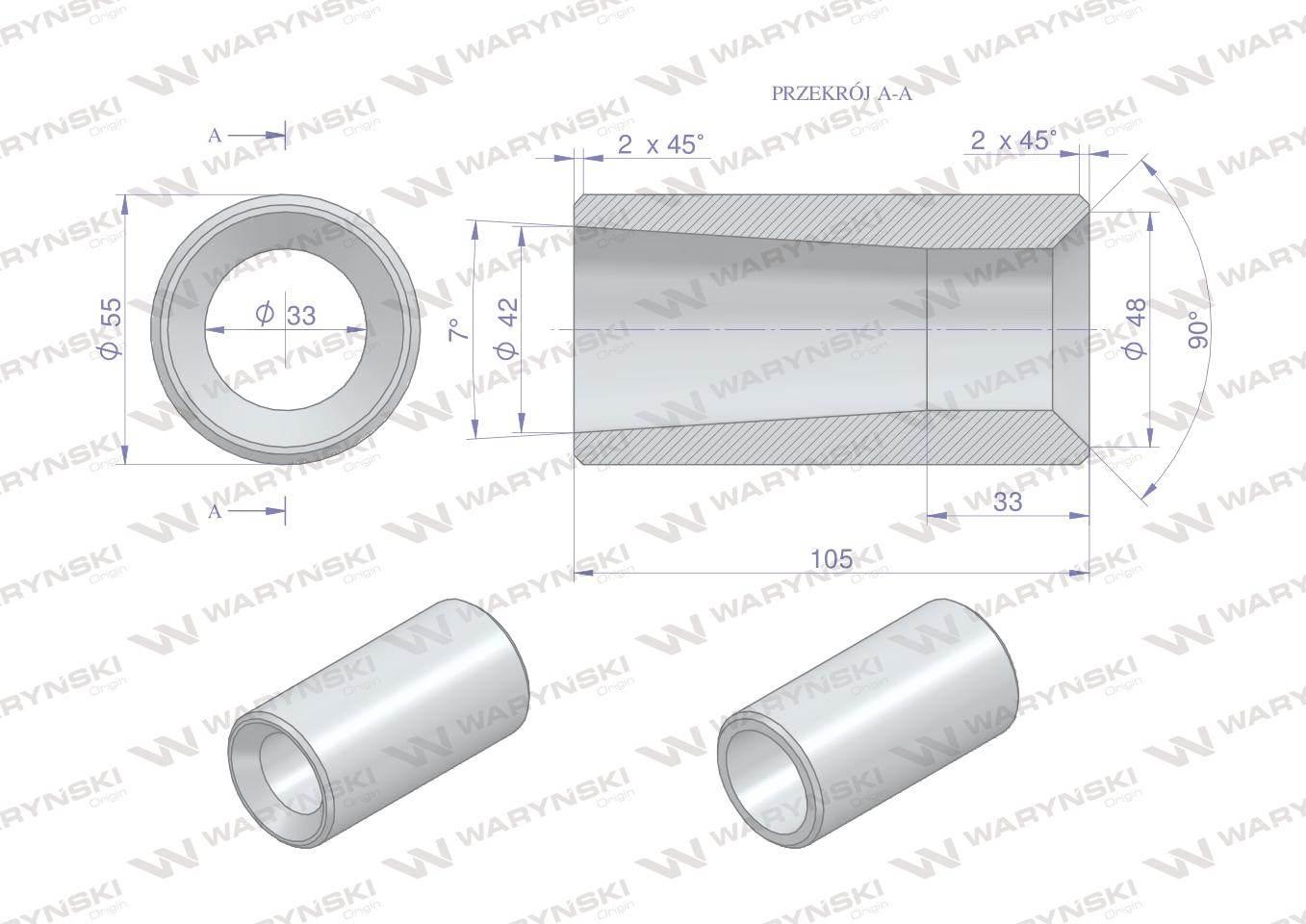 Tuleja zęba ładowacza do zęba 1200 Tur Waryński W-5791200 - zdjęcie 2