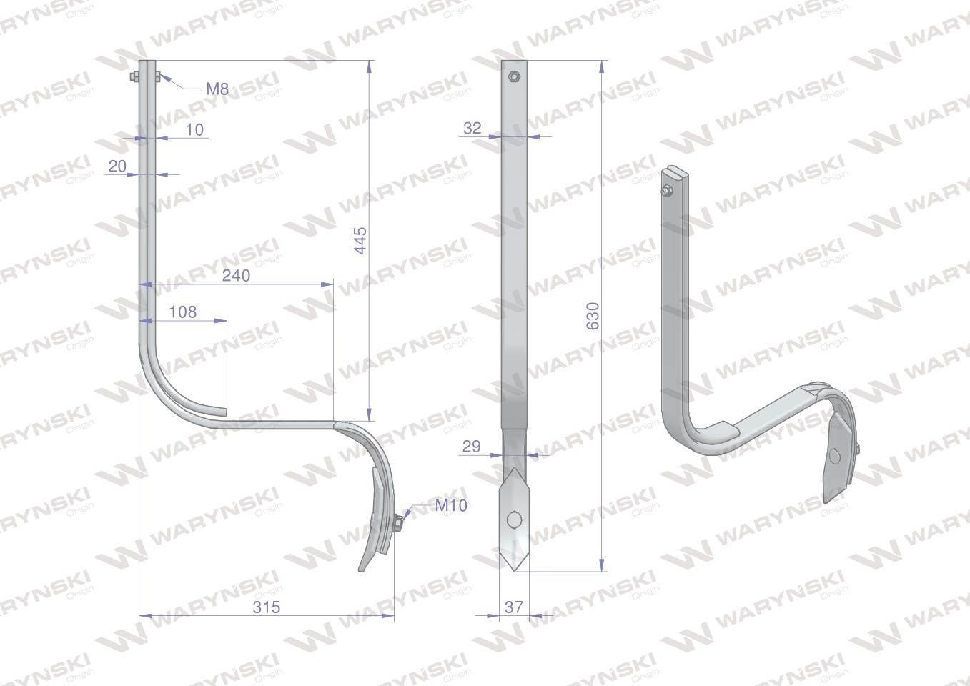 Ząb spulchniacz Waryński W-3074000420 - zdjęcie 2
