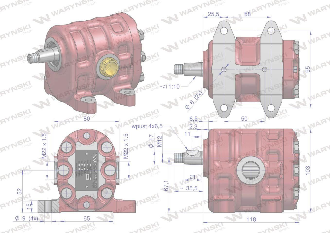 Pompa hydrauliczna PZ18AT podnośnika wzmocniona 24 l/min C-330 WARYŃSKI - zdjęcie 6