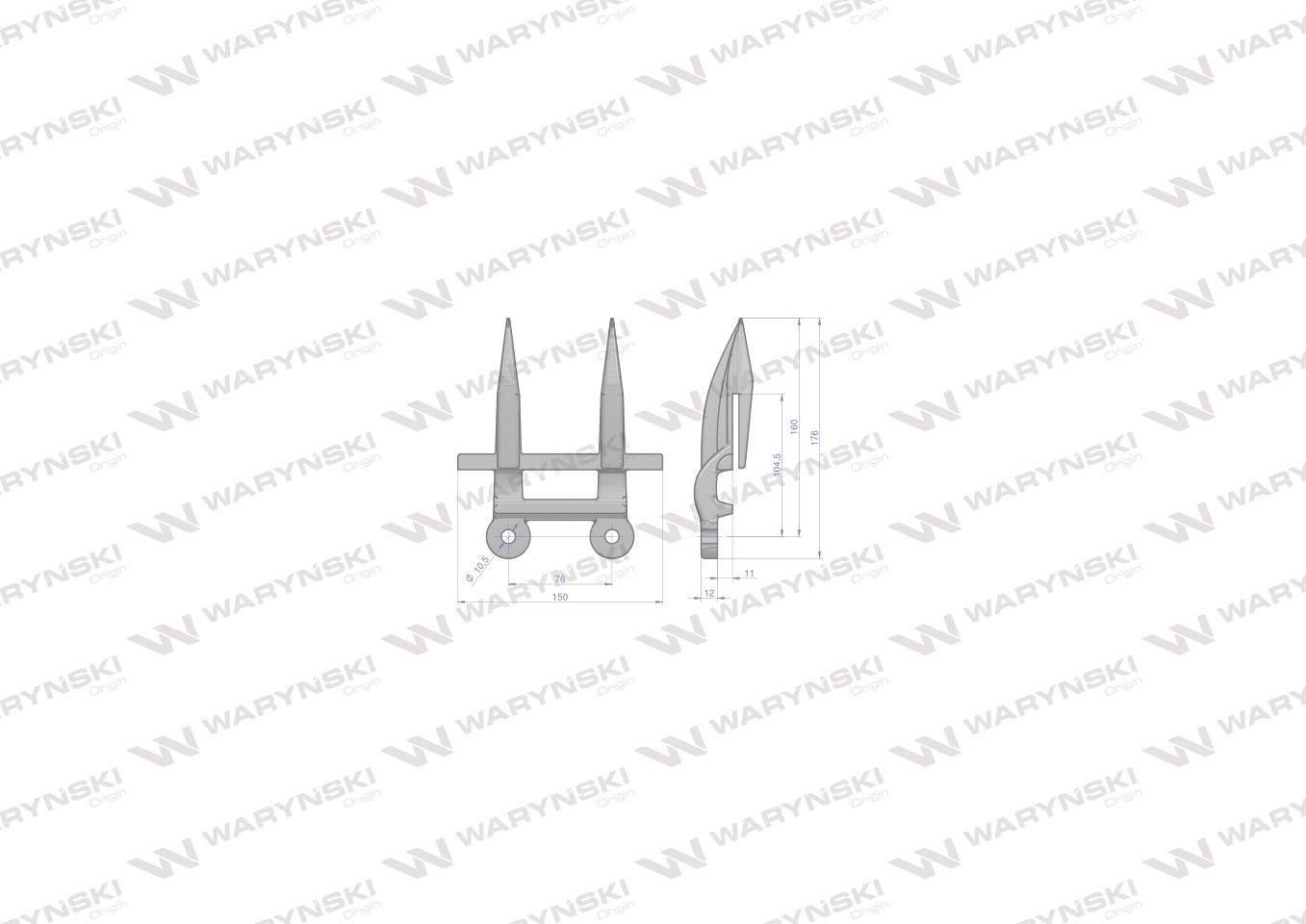 Bagnet palec podwójny hartowany zastosowanie Claas 626295.2 676235 Waryński - zdjęcie 3