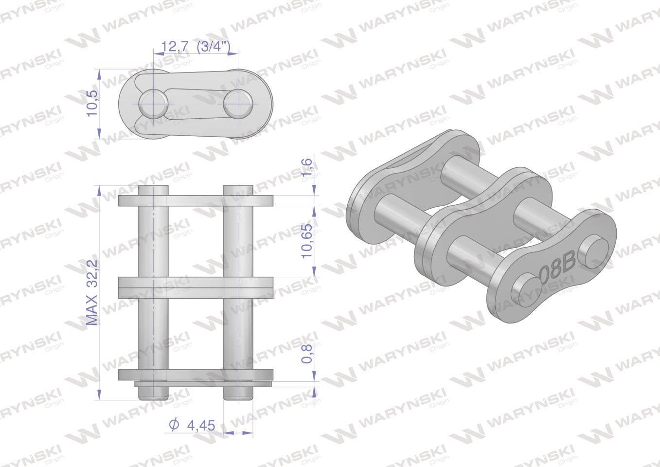 Zamek łańcucha 08B-2 (R2 1/2) Waryński W-Z08B2 - zdjęcie 2