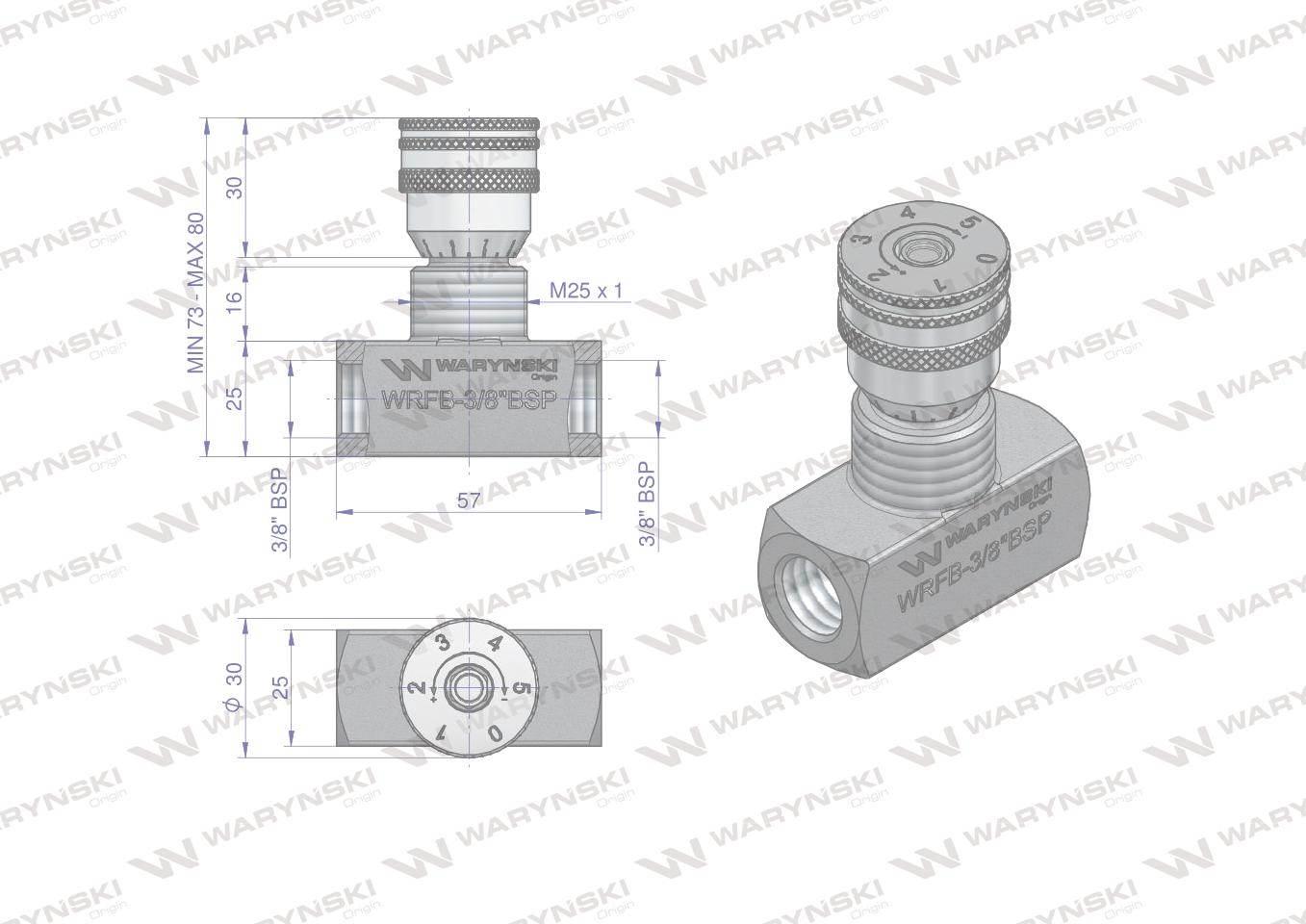 Zawór dławiący WRFB 90 3/8"BSP Waryński WRFB-3/8BSP - zdjęcie 2