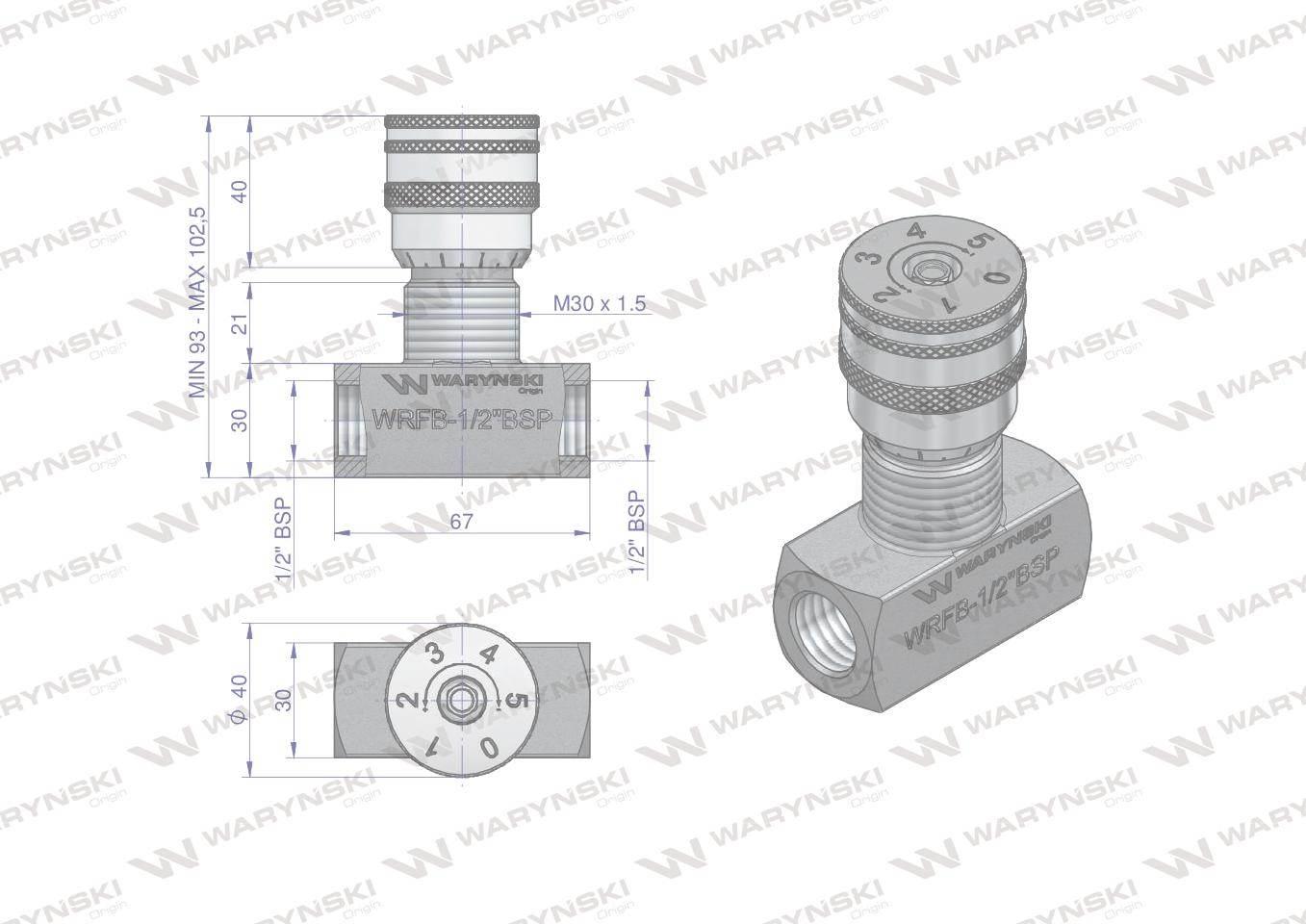 Zawór dławiący WRFB 90 1/2"BSP Waryński WRFB-1/2BSP - zdjęcie 2