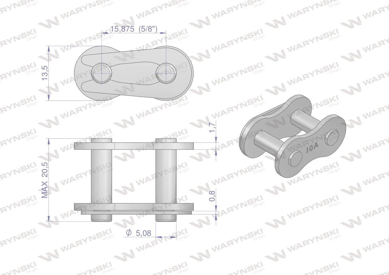 Zamek łańcucha 10B-1 (R1 5/8) Waryński W-Z10B1 - zdjęcie 2
