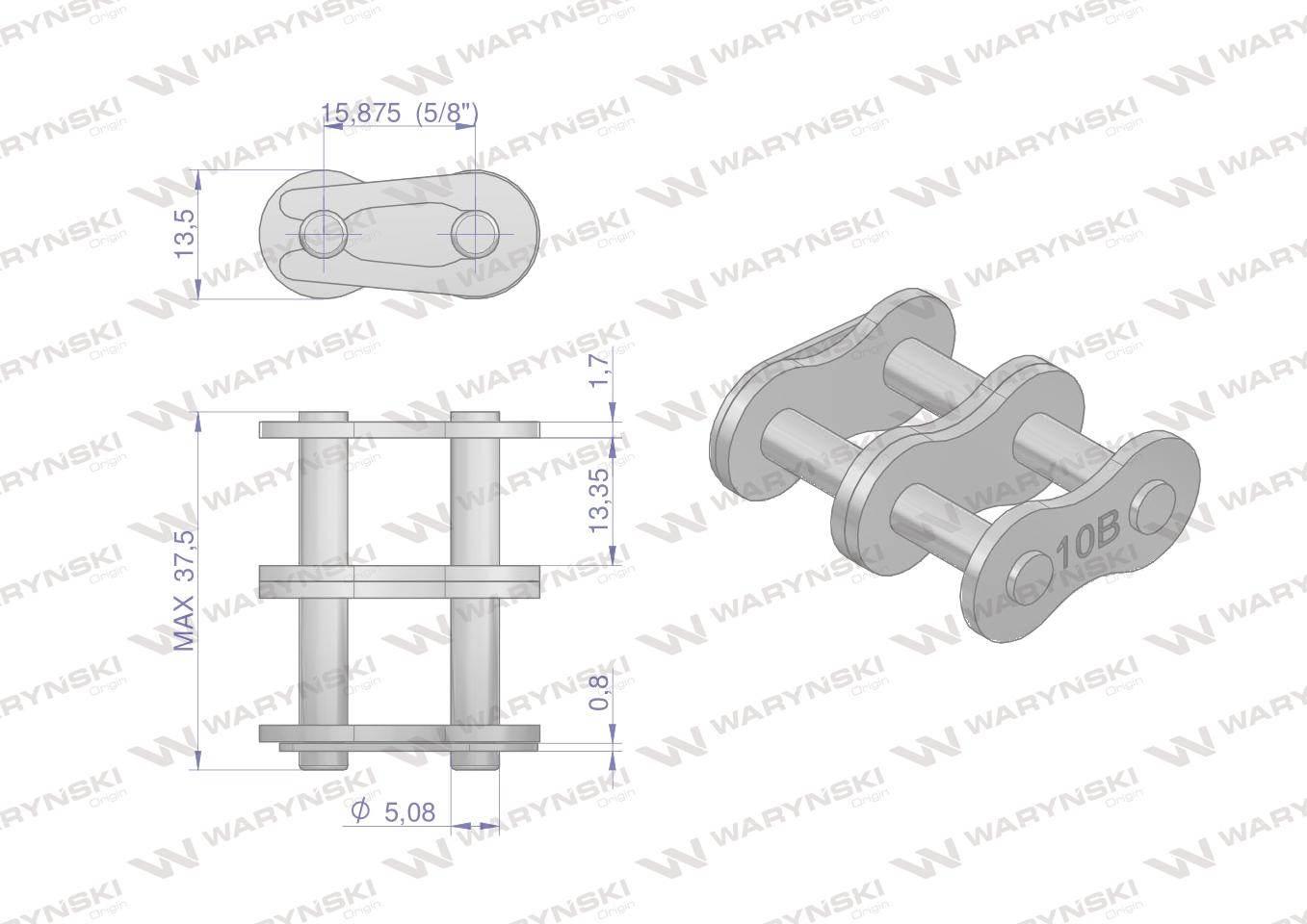 Zamek łańcucha 10B-2 (R2 5/8) Waryński W-Z10B2 - zdjęcie 2