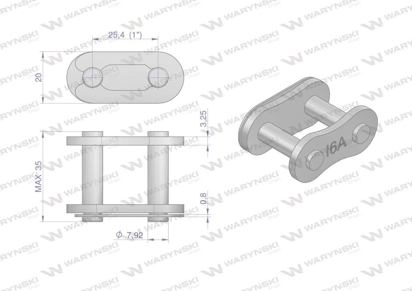 Zamek łańcucha wzmocniony Z16A-1 ANSI A 80 (R1 1) Waryński W-Z16A1 - zdjęcie 2