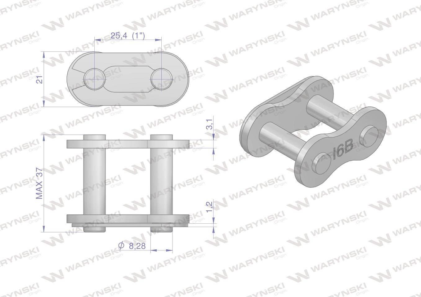 Zamek łańcucha 16B-1 (R1 1) Waryński W-Z16B1 - zdjęcie 2