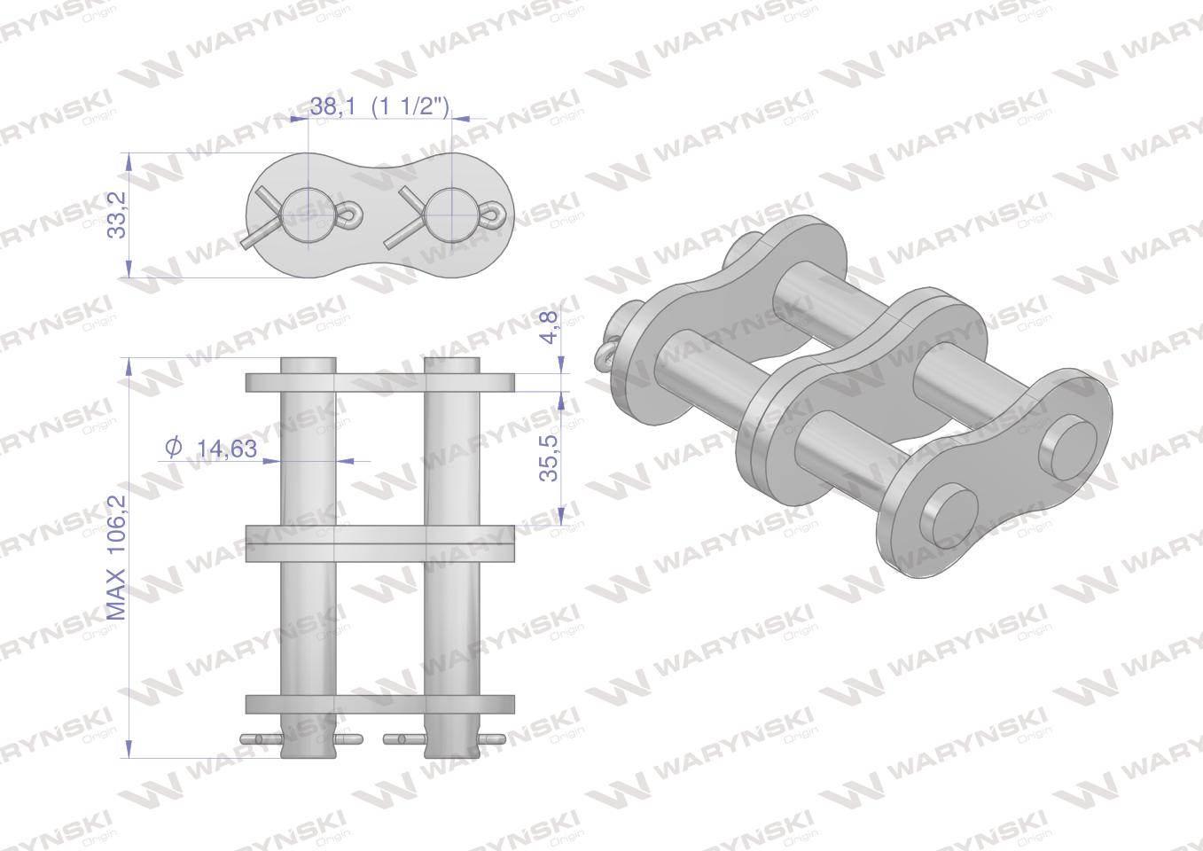 Zamek łańcucha Z24B-2 (R1 1.1/2) Waryński W-Z24B2 - zdjęcie 2