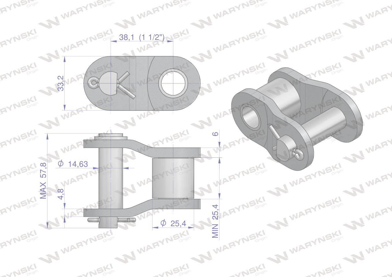 Półogniwo łańcucha P24B1 (R1 1.1/2) Waryński W-P24B1 - zdjęcie 2