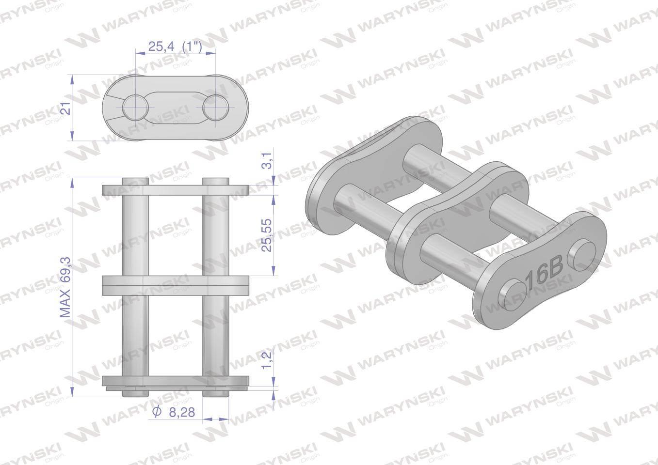 Zamek łańcucha 16B-2 (R2 1) Waryński W-Z16B2 - zdjęcie 2