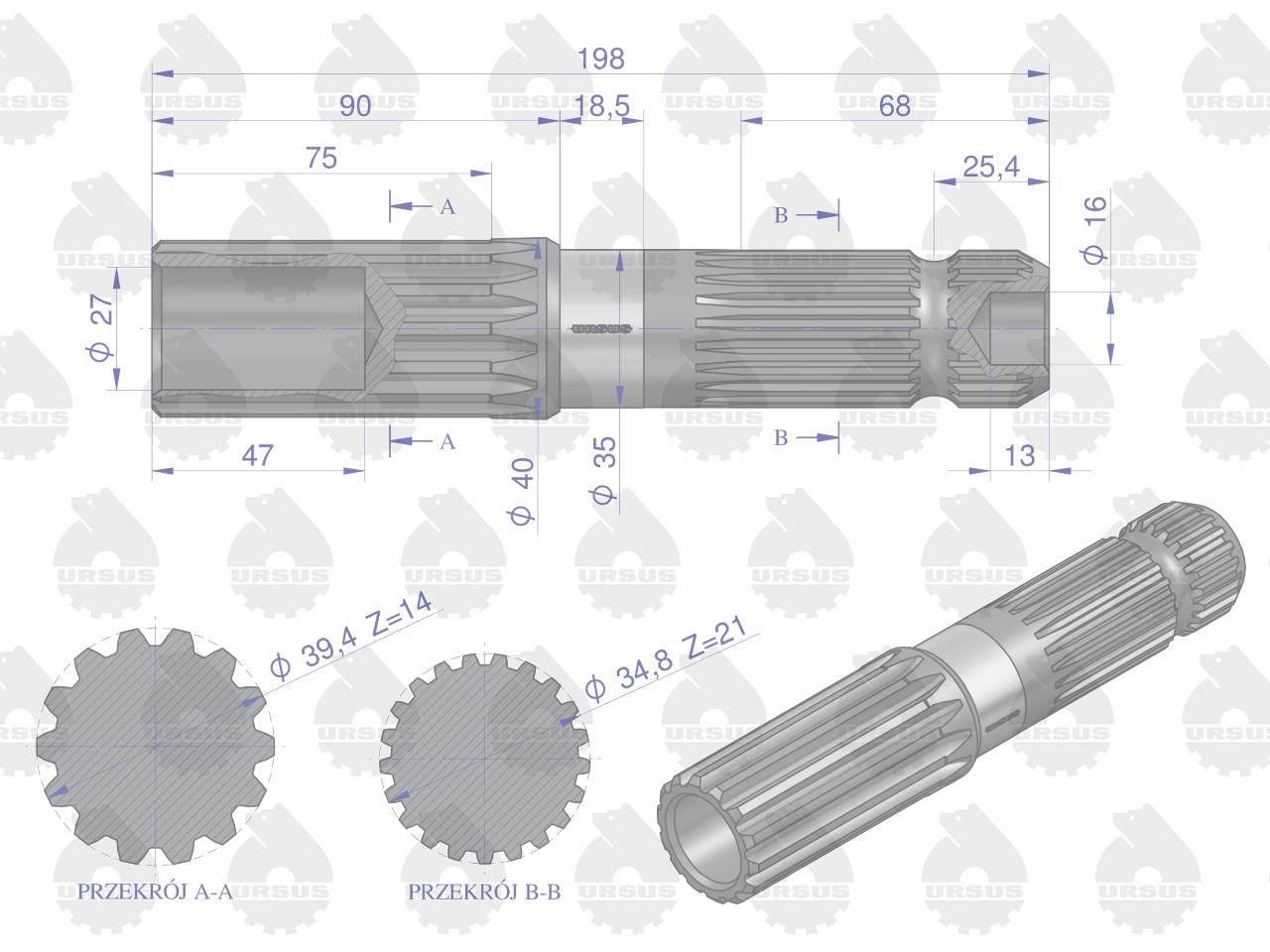 Końcówka WOM 1000 obr. C-385 ORYGINAŁ URSUS 80153247U - zdjęcie 4