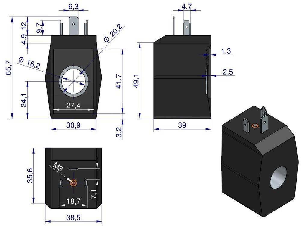 Cewka elektrozaworu 16mm 18W 230V RM-CEW230V - zdjęcie 3