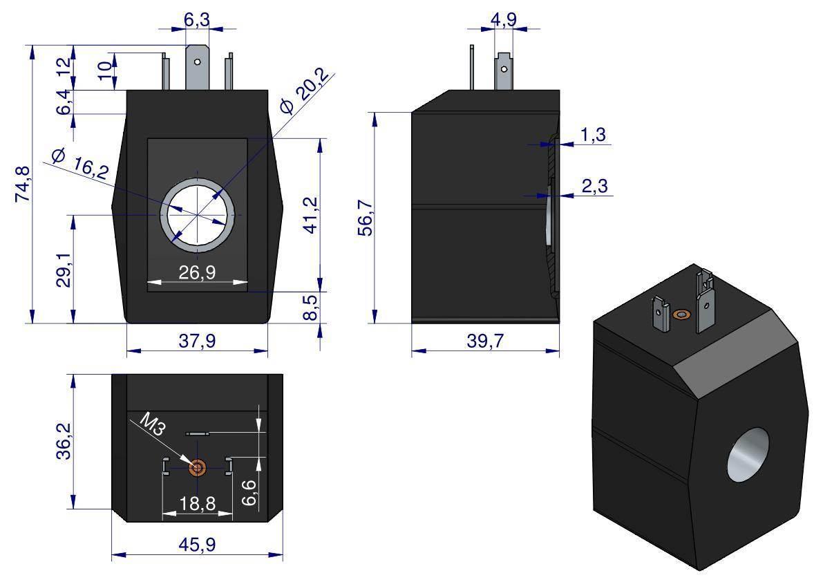 Cewka elektrozaworu 16mm 30W 12V DC RM-CEW12VDC - zdjęcie 3