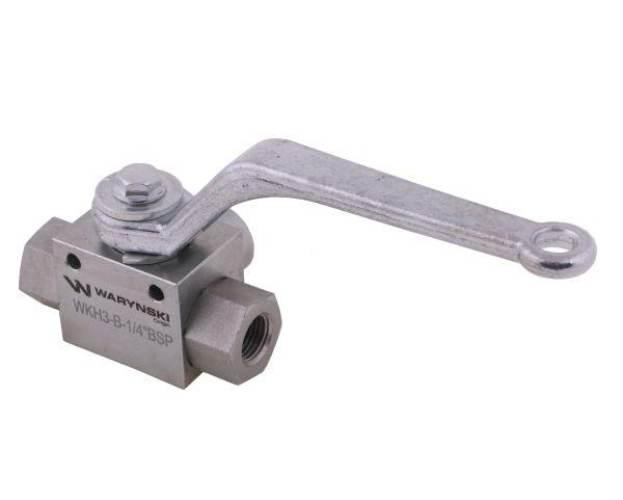 Zawór kulowy hydrauliczny 3-drogowy 3/2 - 1/4"BSP z otworami mocującymi 500