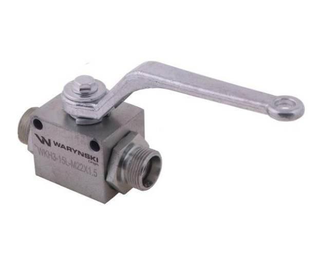 Zawór kulowy hydrauliczny 3-drogowy 3/2 M22x1.5 15L z otworami mocującymi 5