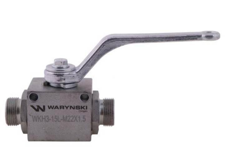 Zawór kulowy hydrauliczny 3-drogowy 3/2 M22x1.5 15L z otworami mocującymi 5 - zdjęcie 2