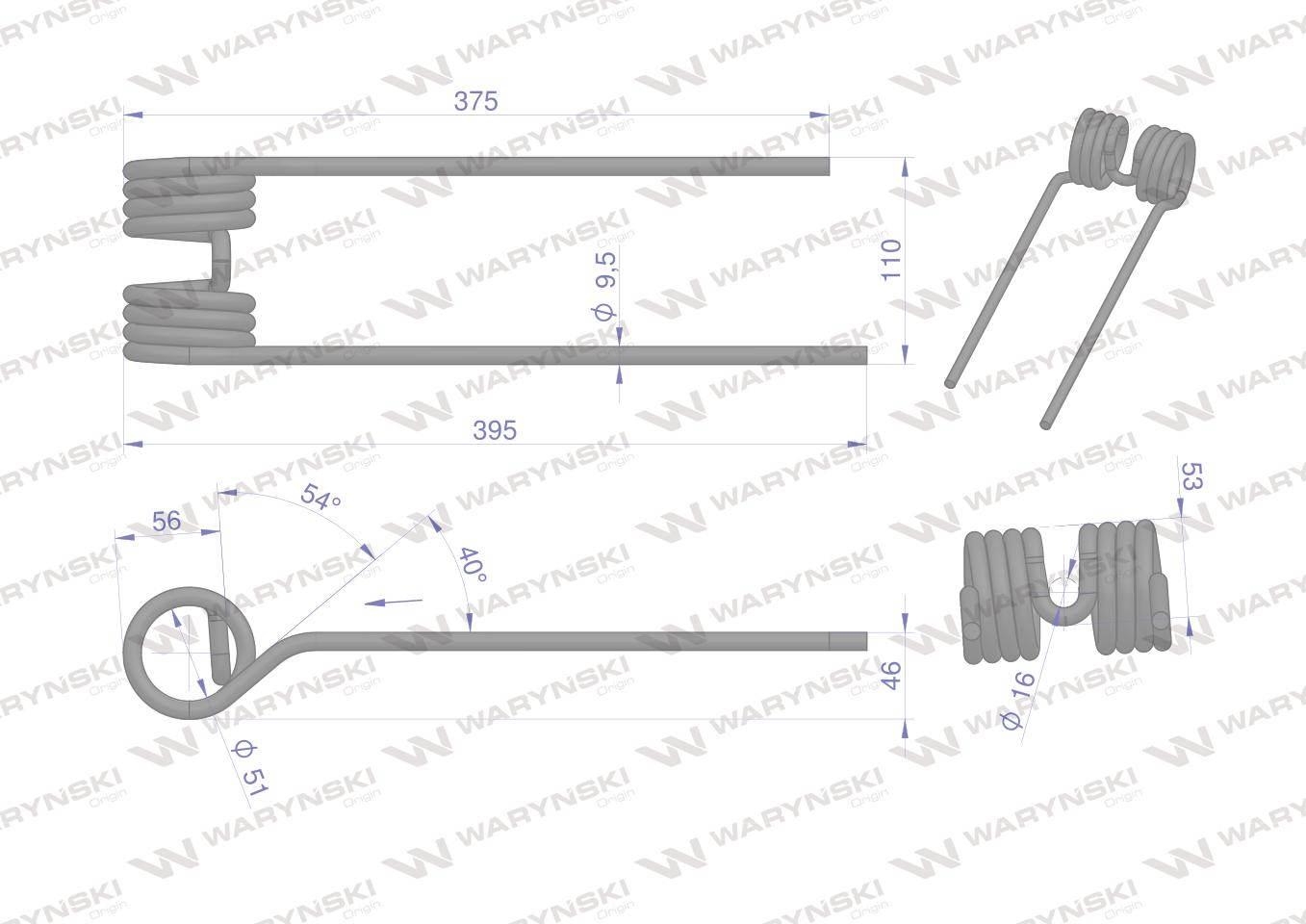 Palec przetrząsarka lewy zastosowanie Kuhn WARYŃSKI W-58740600 W-58740600 - zdjęcie 2