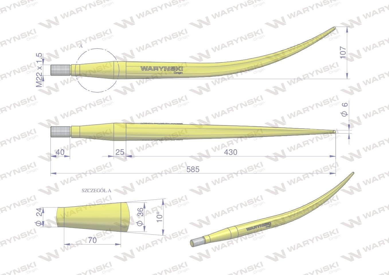 Ząb ładowacza wygięty zamykający L- 600 mm chwytak (krokodyl) zastosowanie - zdjęcie 2