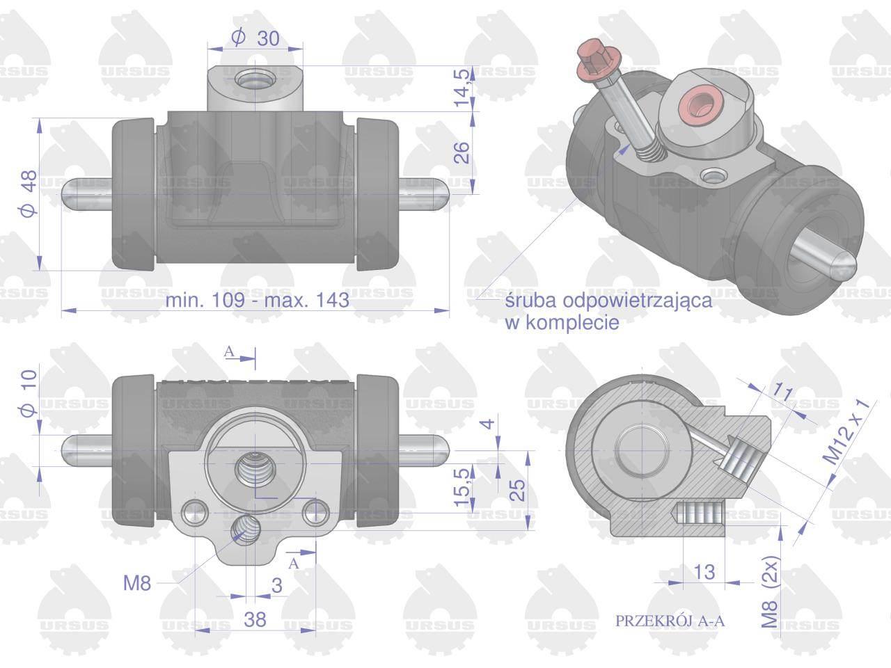 Cylinderek hamulcowy 952620 C-360 ORYGINAŁ URSUS 50526200U - zdjęcie 3