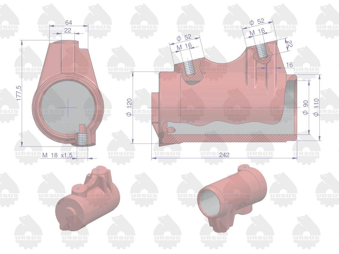 Cylinder podnośnika Zetor ORYGINAŁ URSUS 70118005U - zdjęcie 2