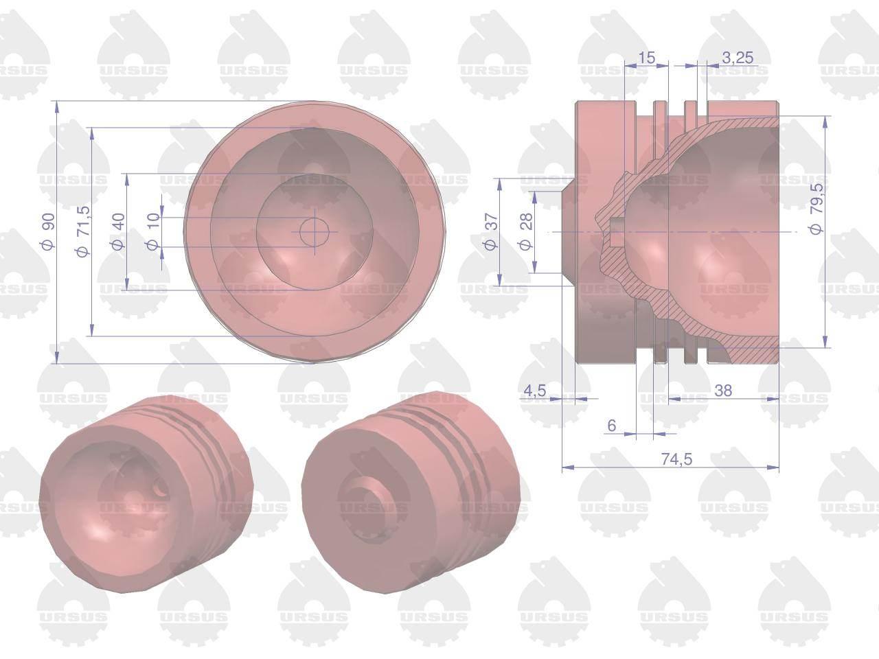 Tłok cylindra podnośnika 67118008 Zetor ORYGINAŁ URSUS 70118050U - zdjęcie 2