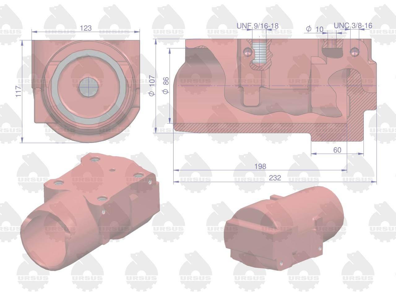 Cylinder podnośnika MF-4 ORYGINAŁ URSUS 1671082M1U - zdjęcie 3