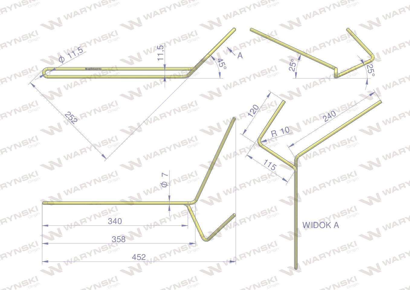 Palec zagarniający prosty lewy pasuje do Famarol WARYŃSKI W-3074140110 - zdjęcie 2