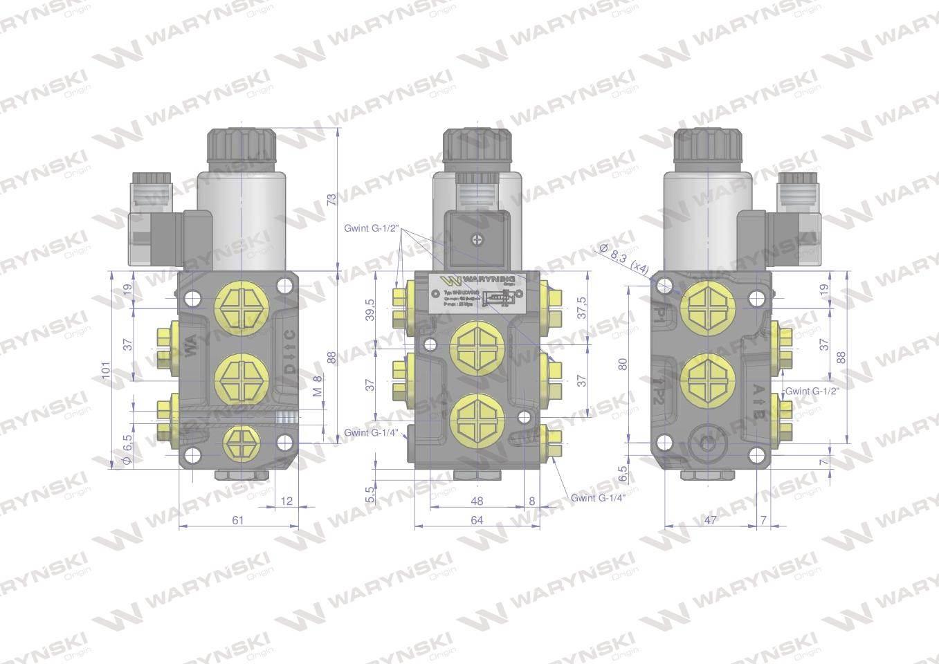 Dzielnik, zawór, elektrozawór kierunkowy elektromagnetyczny kontroli W-E12D - zdjęcie 5