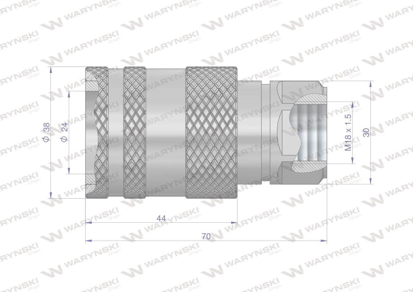 Szybkozłącze hydrauliczne gniazdo M18x1.5 gwint wewnętrzny EURO PUSH-PULL ( - zdjęcie 2