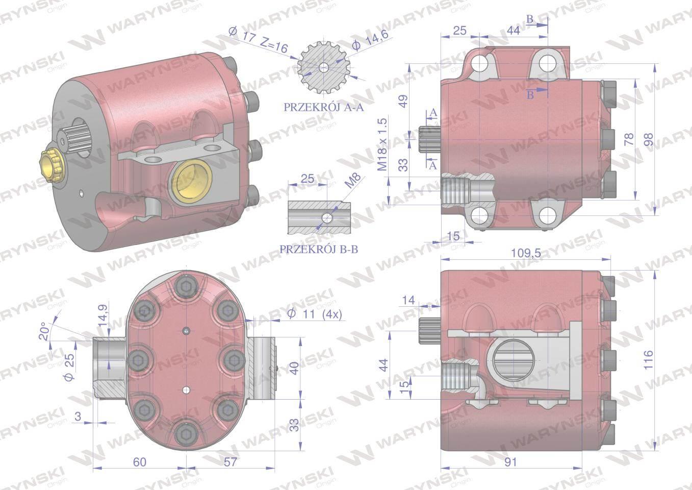 Pompa hydrauliczna 5211-7745 Wzmocniona 42l/min ZETOR WARYŃSKI W-70114610 - zdjęcie 4