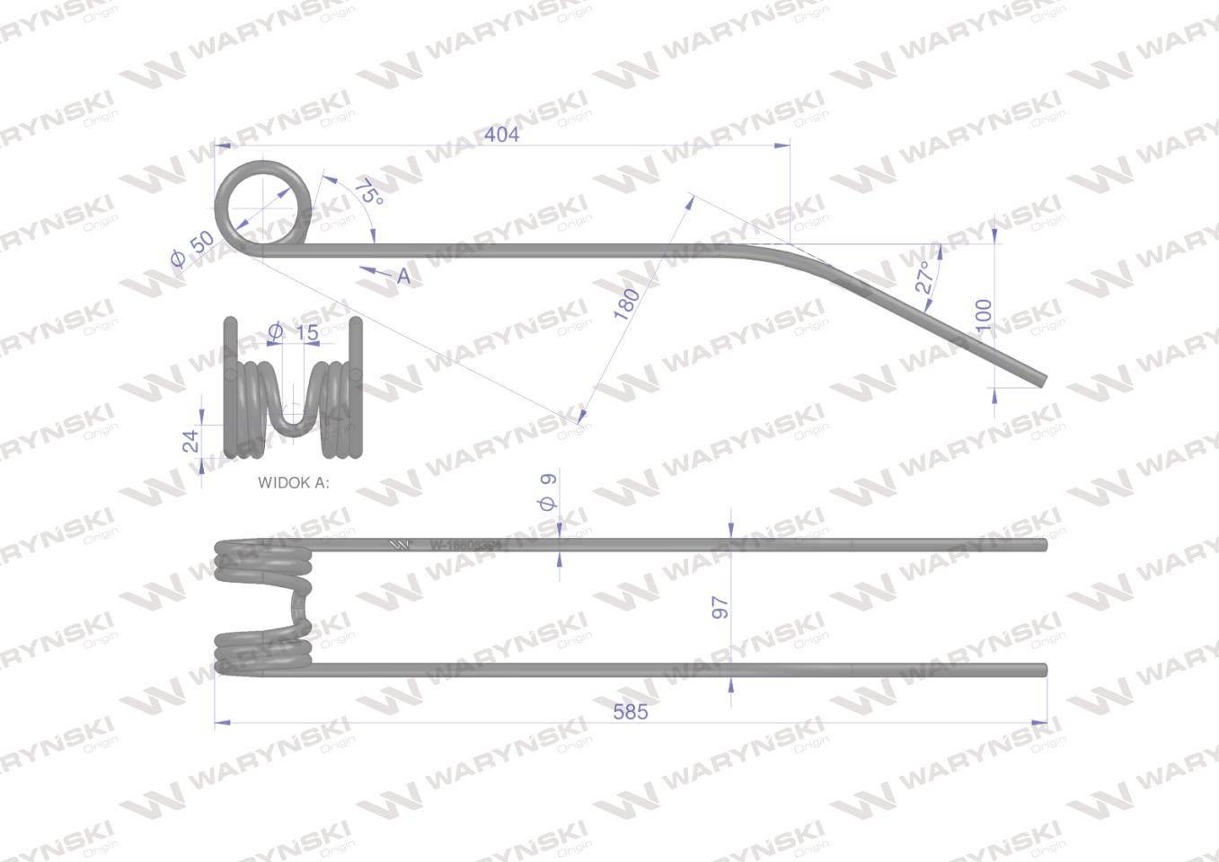 Palec zgrabiarka zastosowanie Deutz Fahr WARYŃSKI W-16606394 W-16606394 - zdjęcie 2